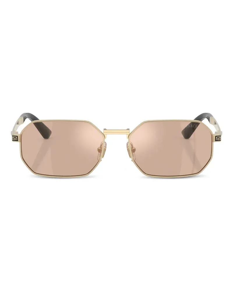 Versace Geometrische Sonnenbrille mit Greca-Detail - Gold Gold