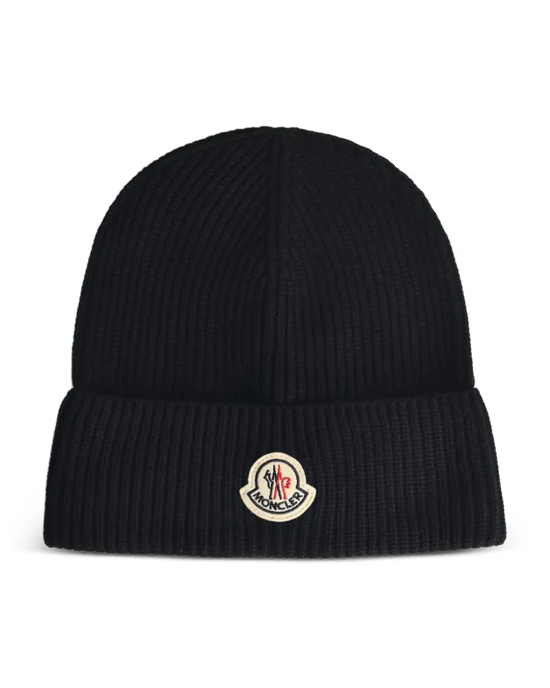 Moncler Beanie mit Logo - Schwarz Schwarz