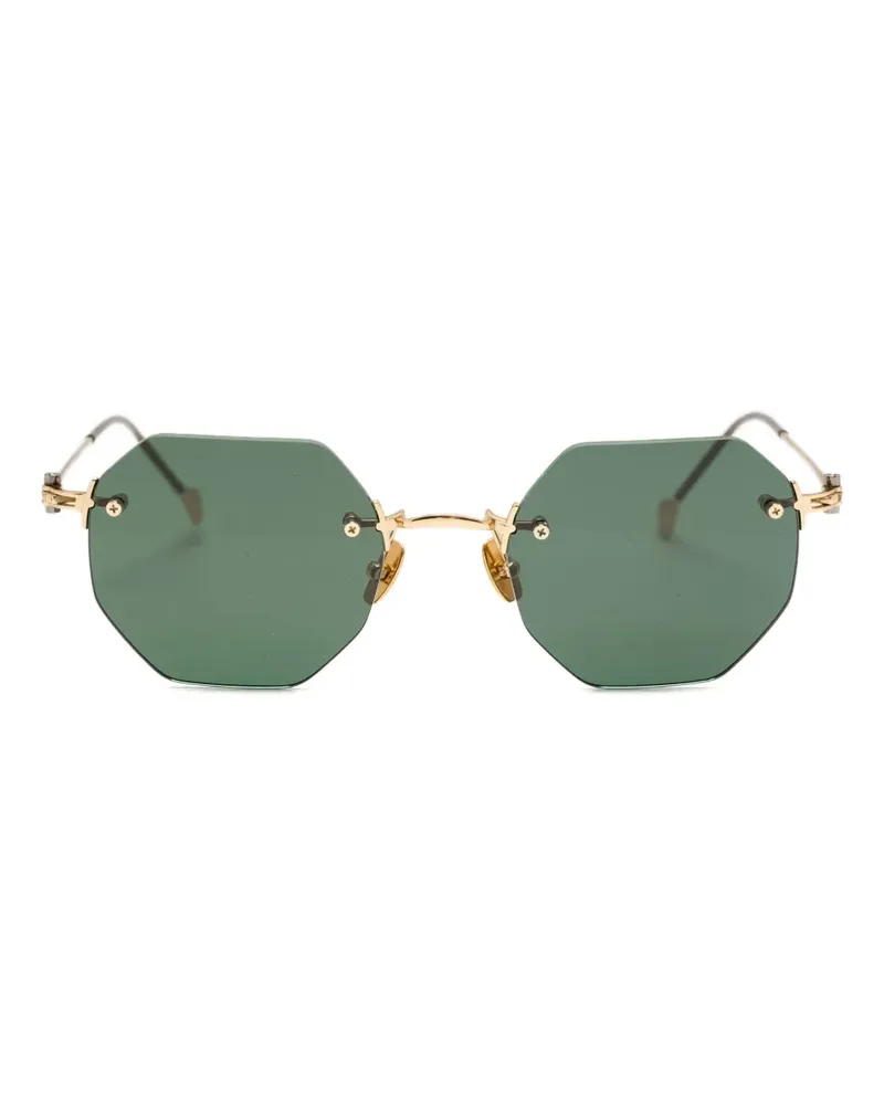 Yohji Yamamoto Sonnenbrille mit geometrischem Gestell - Grün Grün