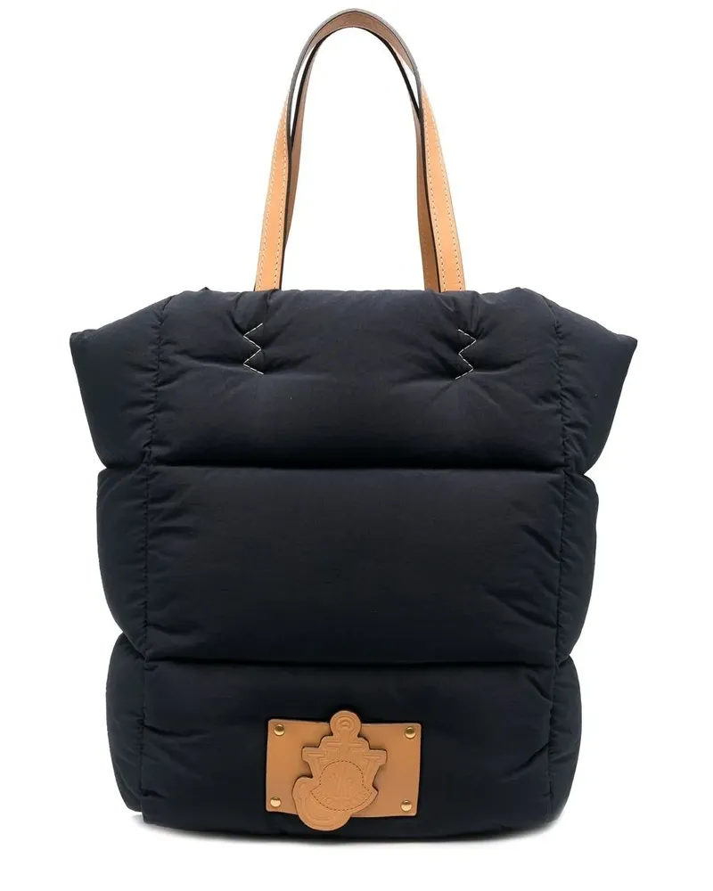 Moncler Gepolsterter Shopper mit Logo-Patch - Blau Blau