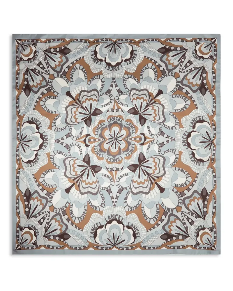 Lancel Square 70 Seidenschal mit Blumenmotiv - Grau Grau