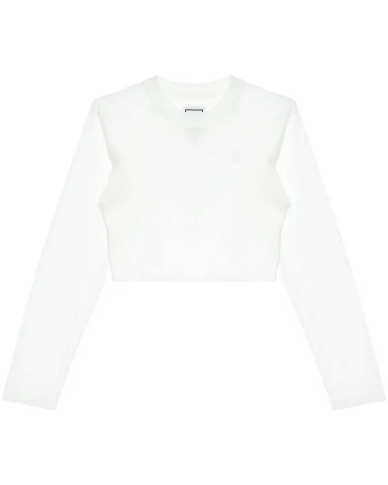 Wooyoungmi Cropped-T-Shirt mit Logo-Stickerei - Weiß Weiß