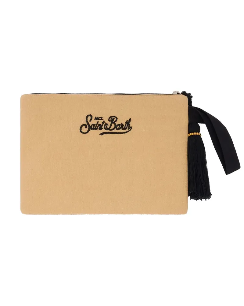 MC2 Saint Barth beaded leopard-print clutch bag - Nude Nude