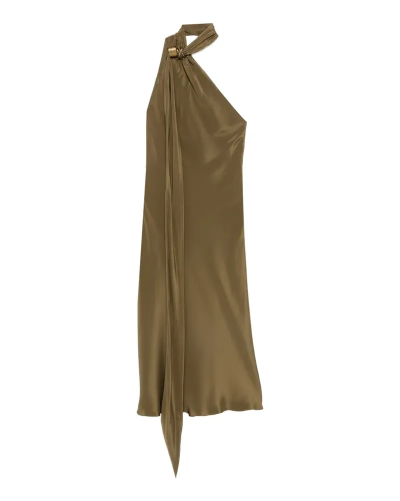 Max Mara Evasto one-shoulder hardware-detail silk midi dress - Grün Grün