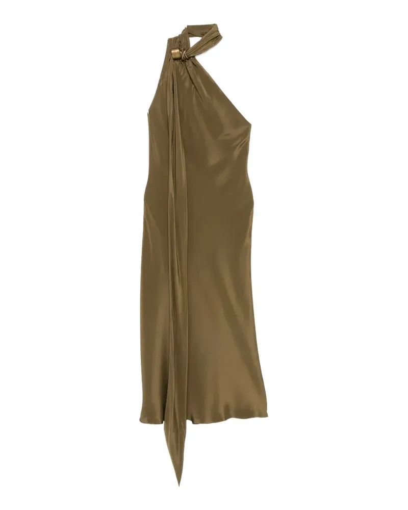 Max Mara Evasto one-shoulder hardware-detail silk midi dress - Grün Grün