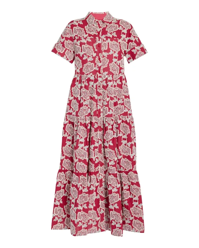 Erdem floral-embroidered midi shirt dress - Rot Rot