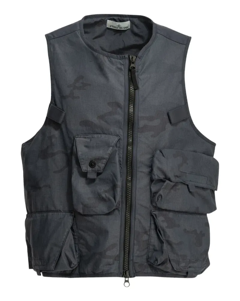 Stone Island camo-print ripstop gilet - Grau Grau