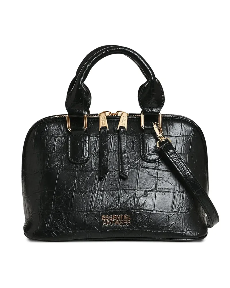 Essentiel Tote Bag mit Kroko-Optik - Schwarz Schwarz