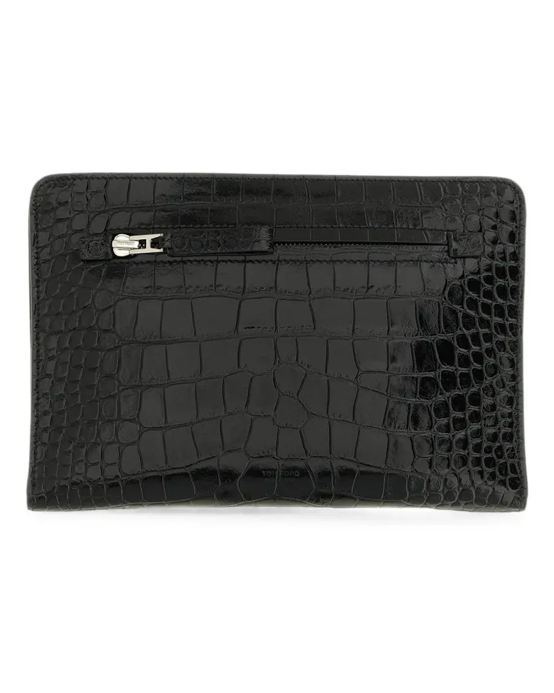Tom Ford Clutch mit Kroko-Effekt - Schwarz Schwarz