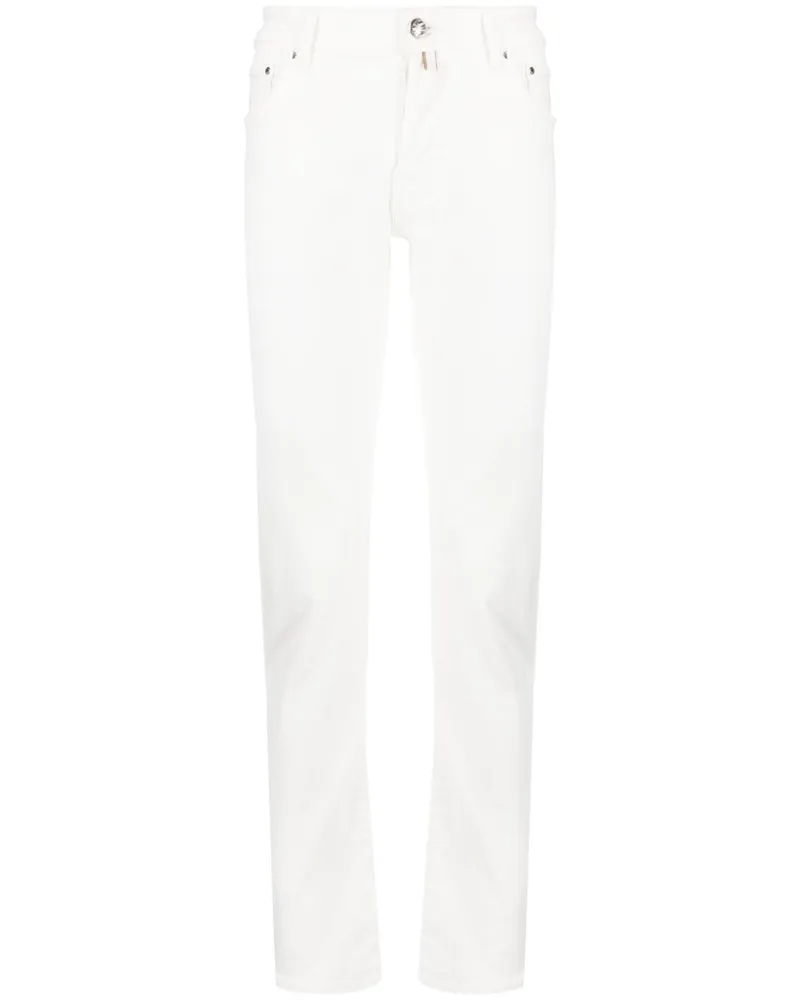 Jacob Cohën Schmale Hose mit Logo-Patch - Weiß Weiß