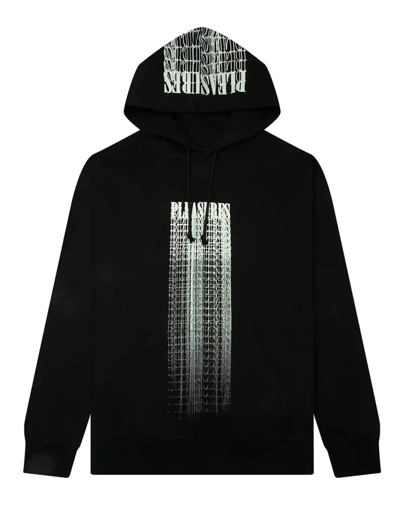 PLEASURES Blurred logo-print hoodie - Schwarz Schwarz