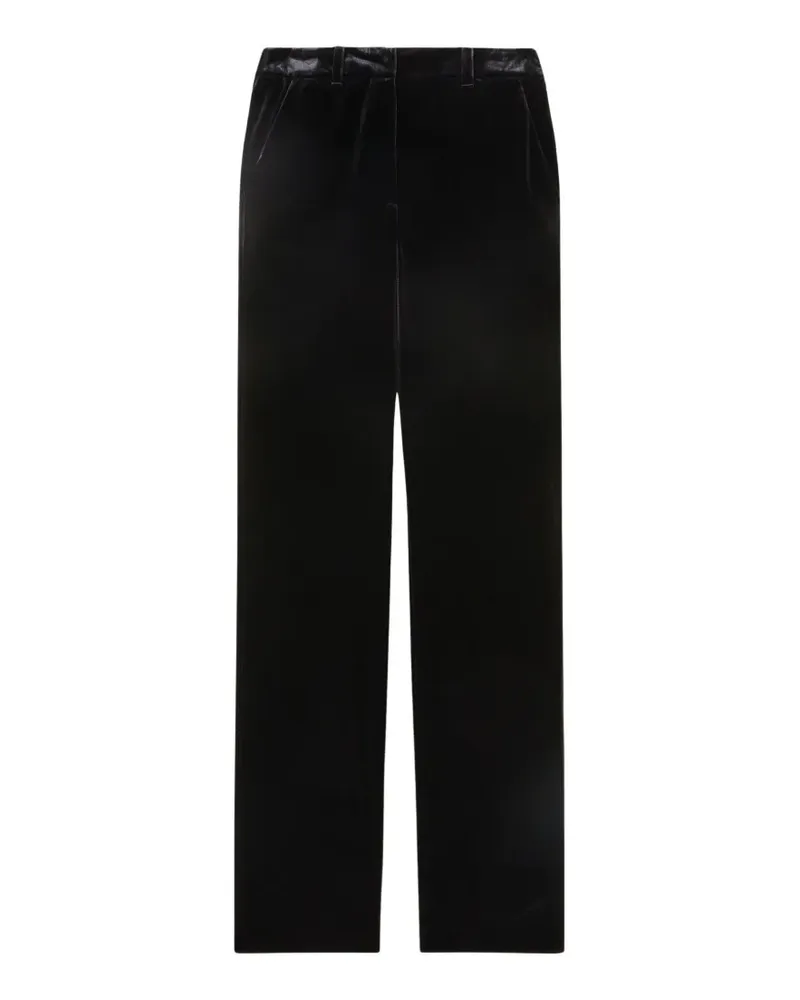 Patrizia Pepe Straight-Leg-Hose in Samtoptik - Schwarz Schwarz