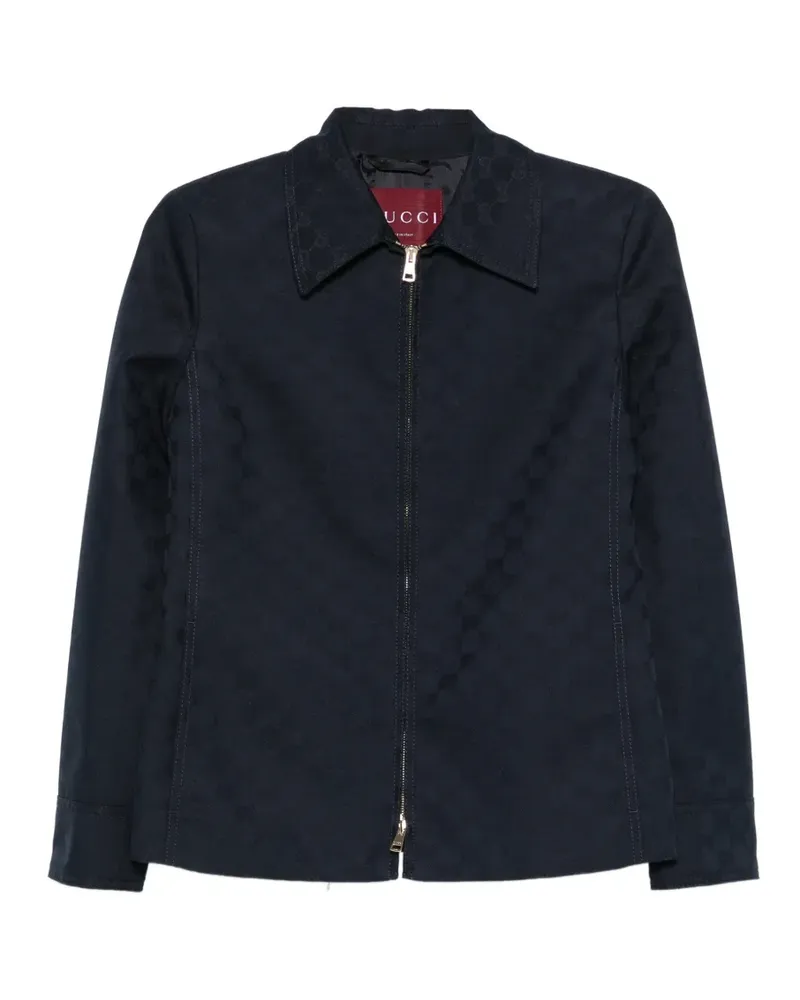 Gucci Reißverschluss-Jacke mit Logo-Muster - Blau Blau