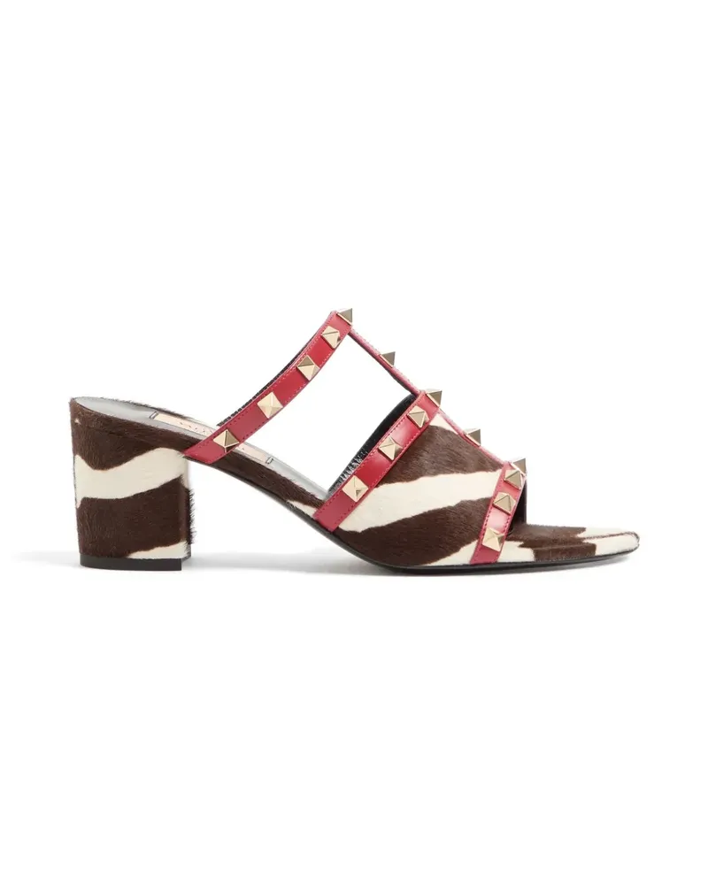 Valentino Garavani Rockstud Sandalen mit Zebramuster - Braun Braun