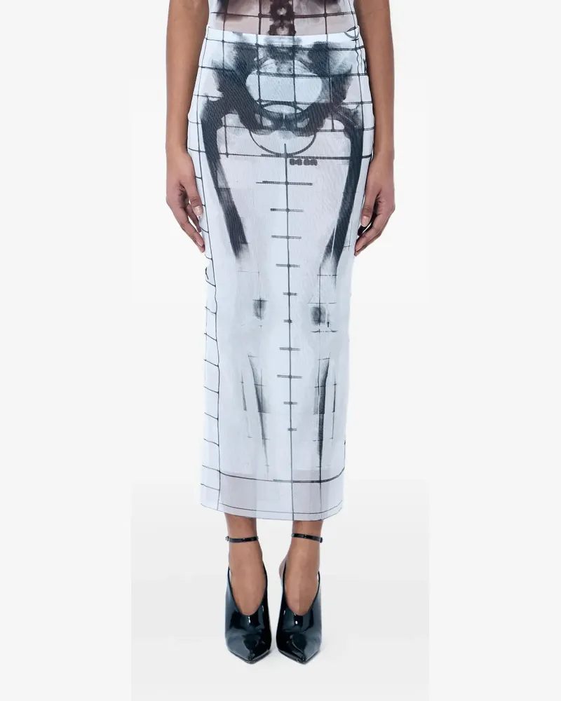 Jean Paul Gaultier Midirock mit abstraktem Print - 0100 BLUE 0100