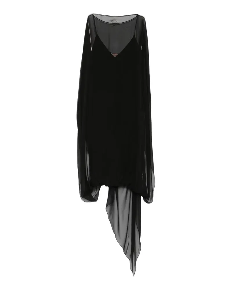 N° 21 sheer cape-overlay dress - Schwarz Schwarz