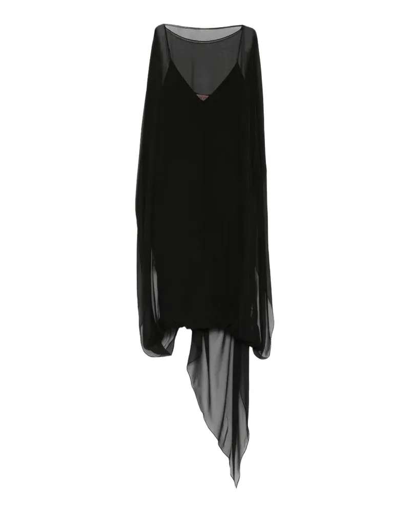 N° 21 Semi-transparentes Kleid mit Cape - Schwarz Schwarz