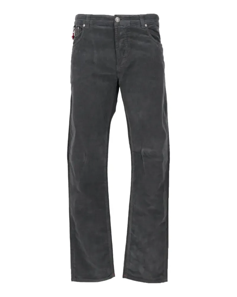 Isaia logo-patch corduroy-texture jeans - Grau Grau