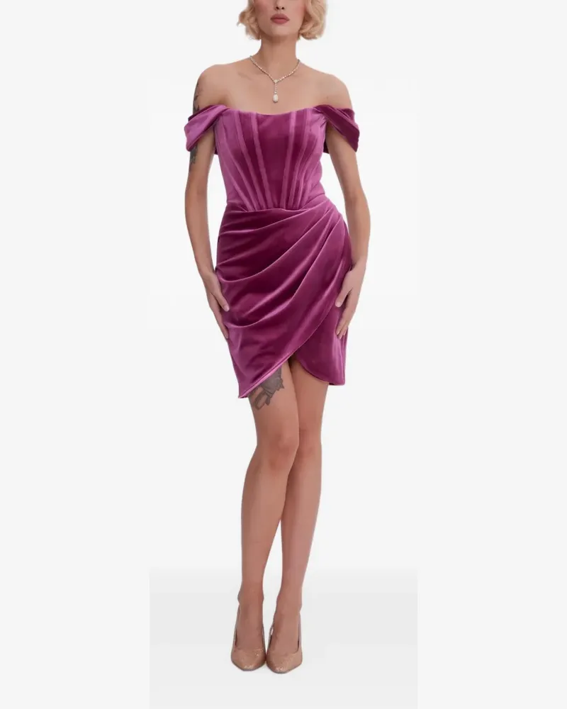 Romeo Gigli Milano Jasmine velvet-effect off-shoulder mini dress - Violett Violett