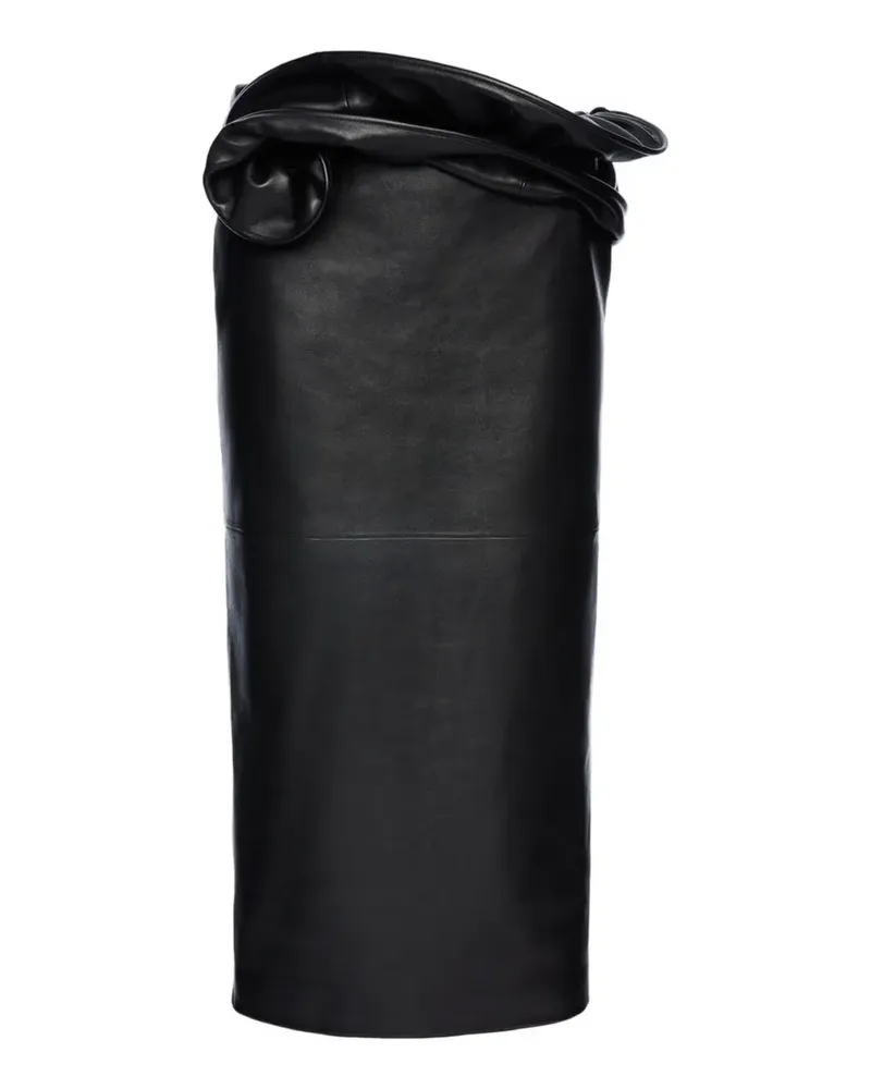 Magda Butrym flower-detail leather midi skirt - Schwarz Schwarz