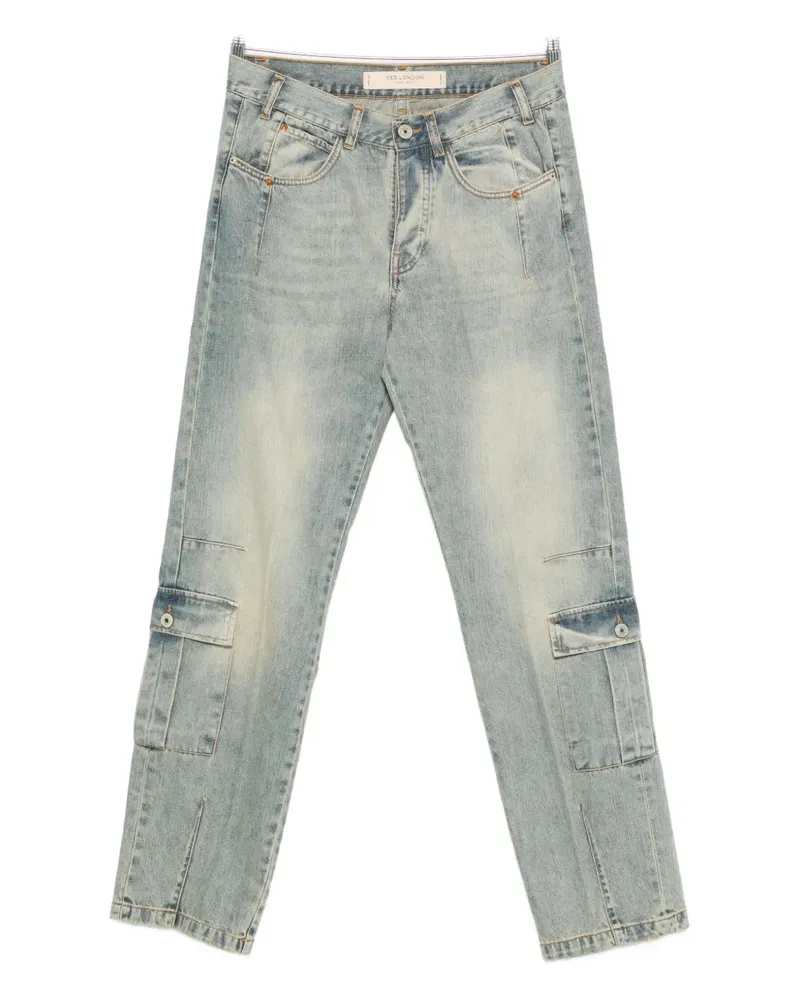 Yes London whiskering-effect cargo jeans - Blau Blau