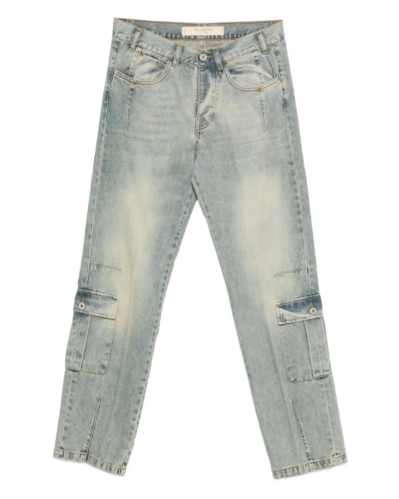 Yes London whiskering-effect cargo jeans - Blau Blau