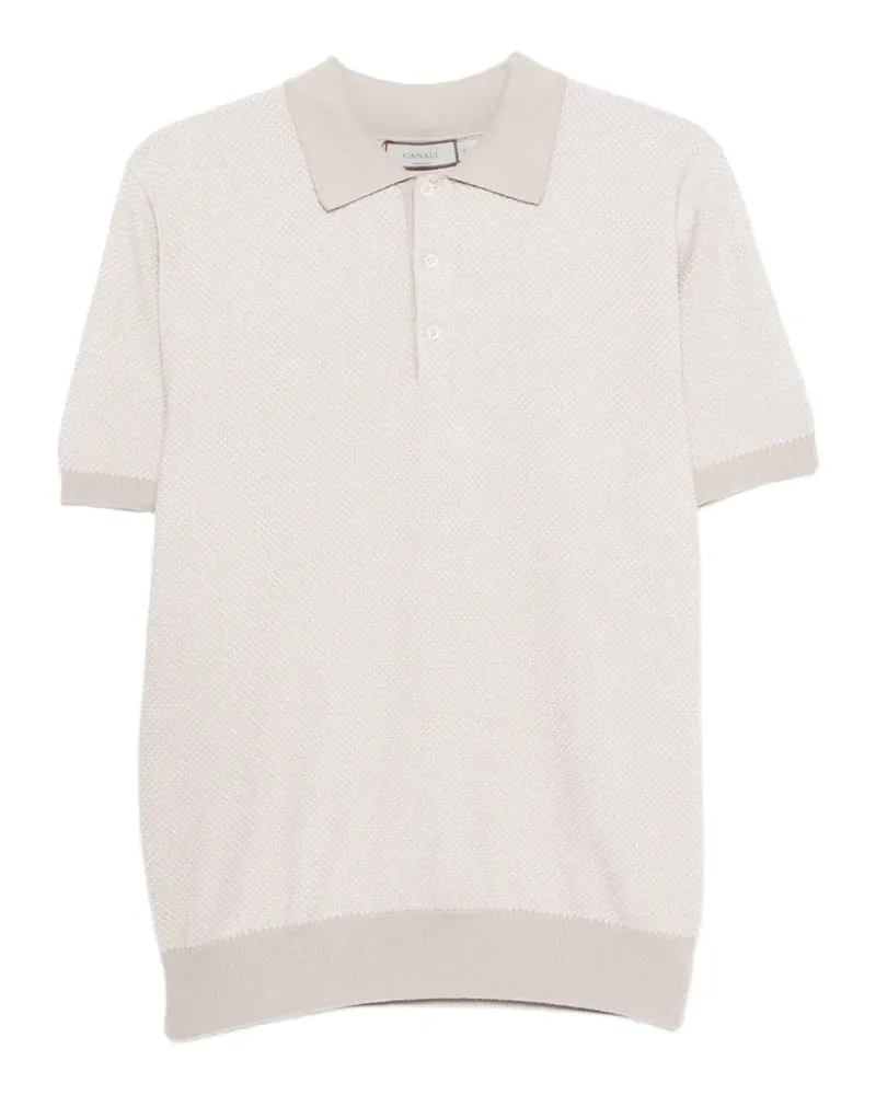 Canali Strukturiertes Poloshirt - Nude Nude