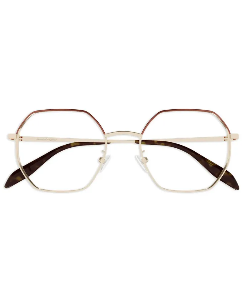 Alexander McQueen Brille mit geometrischem Gestell - Gold Gold