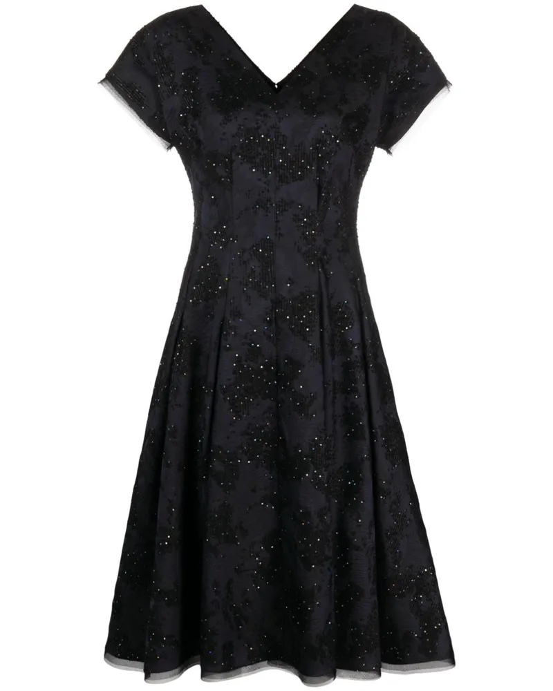 Talbot Runhof Midikleid mit Jacquardmuster - Blau Blau