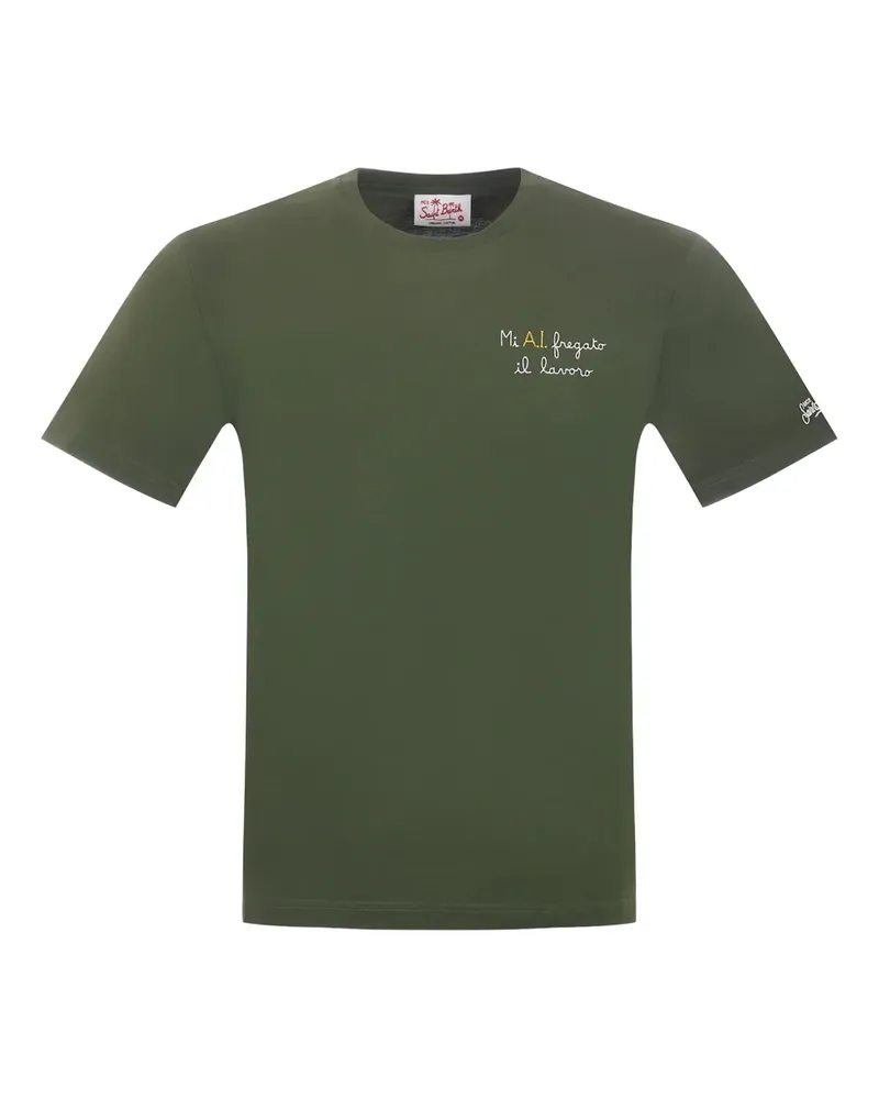 MC2 Saint Barth Besticktes Portofino T-Shirt mit rundem Ausschnitt - Grün Grün