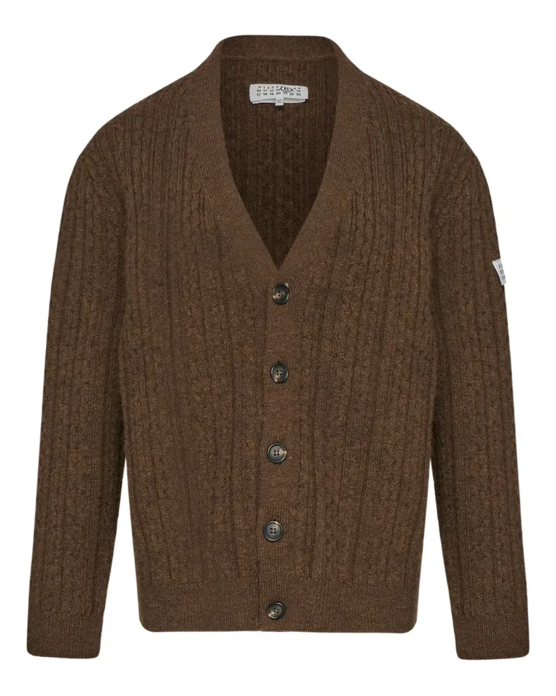 Maison Margiela Gerippter Cardigan mit V-Ausschnitt - Braun Braun