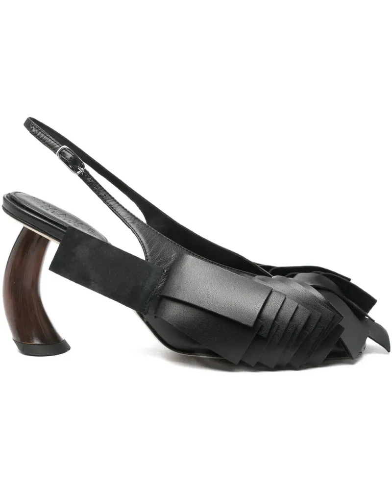A.W.A.K.E. Drapierte Slingback-Pumps 80mm - Schwarz Schwarz