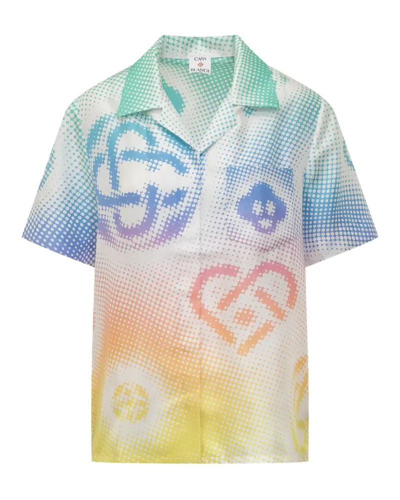 Casablanca Paris cuban-collar printed shirt - Weiß Weiß