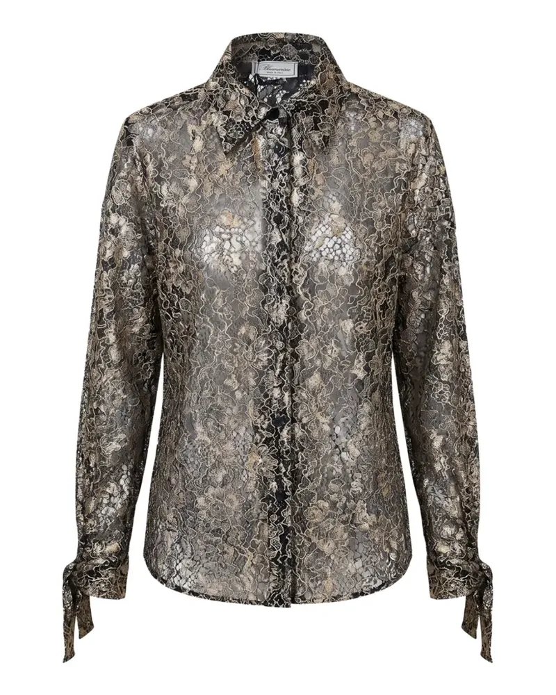 Blumarine tie-cuff floral-lace shirt - Schwarz Schwarz
