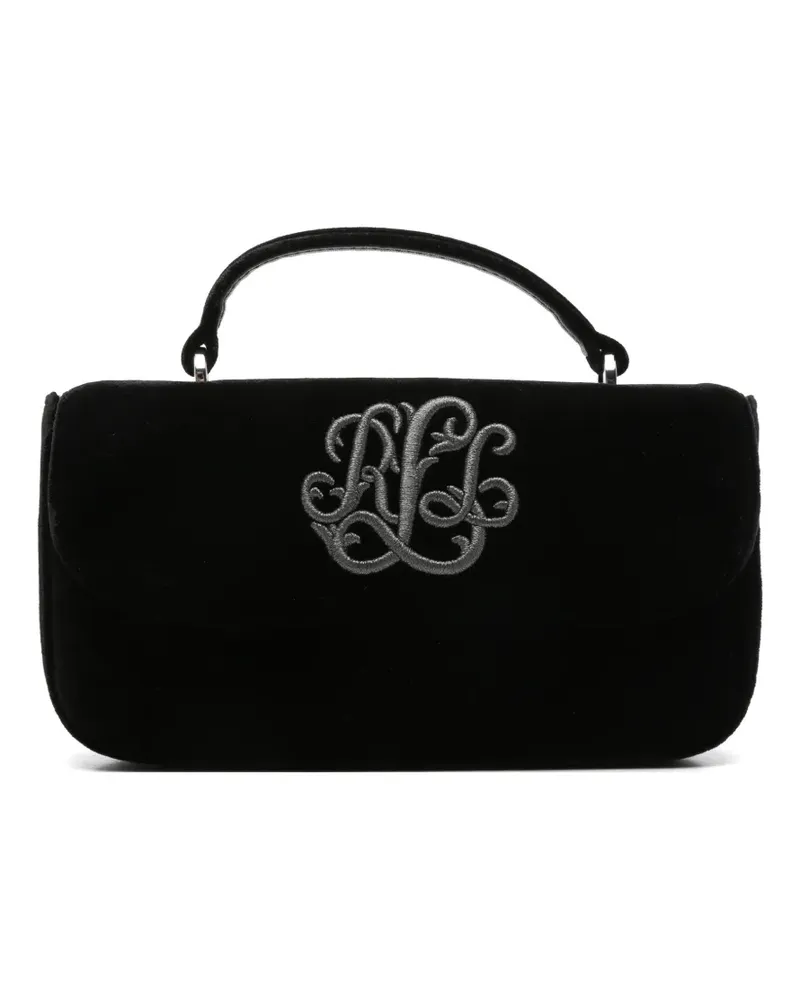 Ralph Lauren Schultertasche aus Samt mit Logo-Stickerei - Schwarz Schwarz