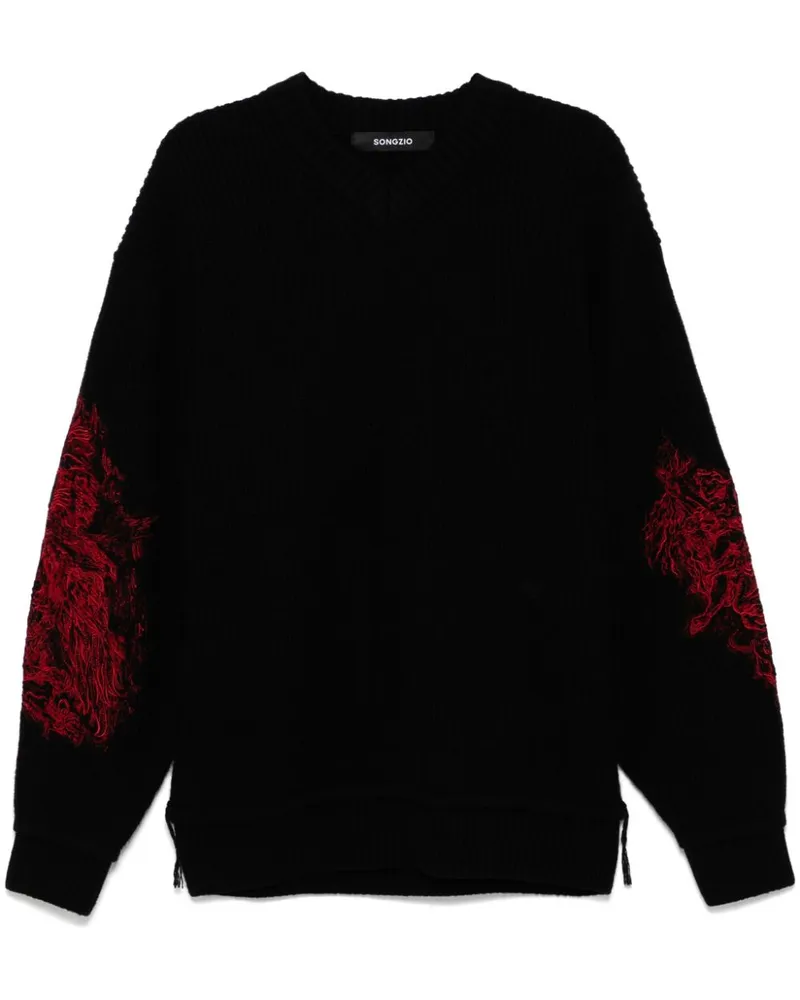 SONGZIO Pullover mit Stickerei - Schwarz Schwarz