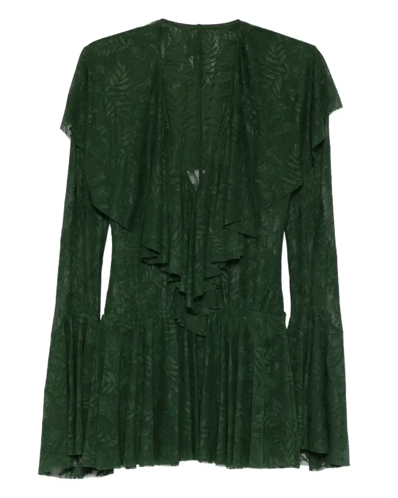 Norma Kamali ruffle long-sleeve mini dress - Grün Grün