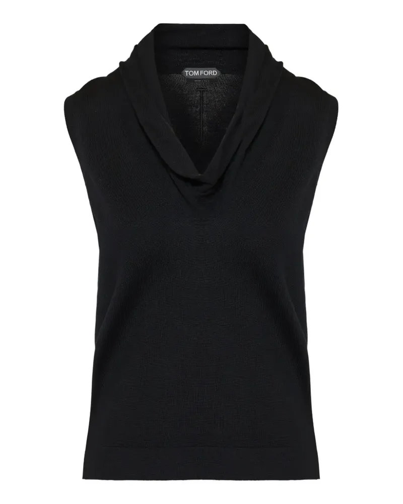 Tom Ford Top mit drapiertem Kragen - Schwarz Schwarz