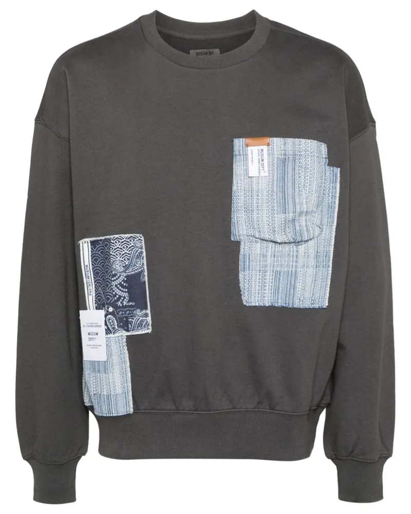 Musium Div. Sweatshirt im Patchwork-Look - Grau Grau