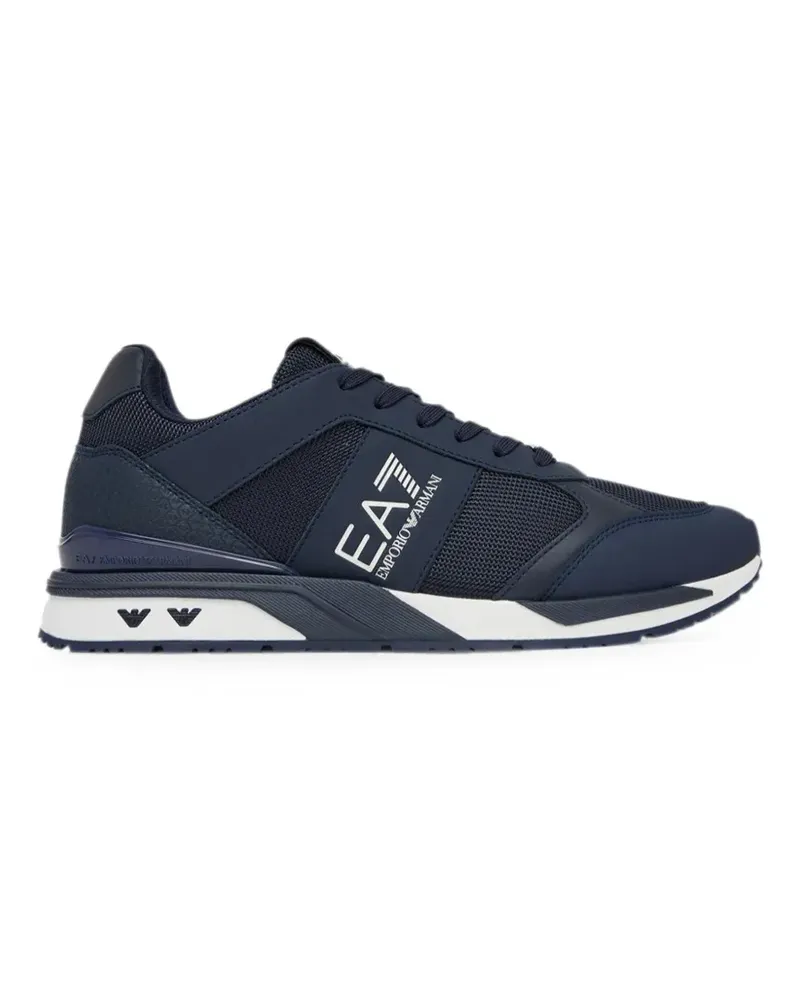 EA7 logo-print panelled sneakers - Blau Blau