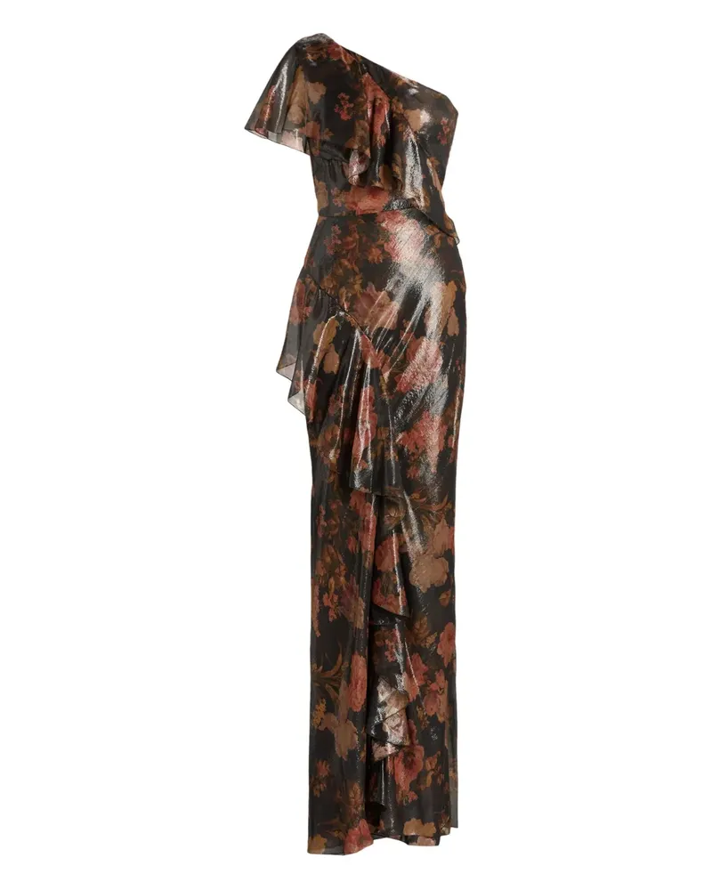 Ralph Lauren one-shoulder ruffled-detail maxi dress - Schwarz Schwarz