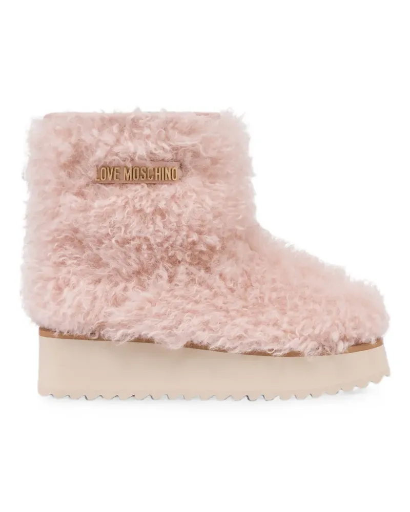 Moschino Plateau-Stiefel aus Faux Shearling - Rosa Rosa