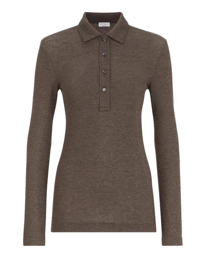 Brunello Cucinelli Funkelndes Poloshirt aus Schurwolljersey - Braun Braun