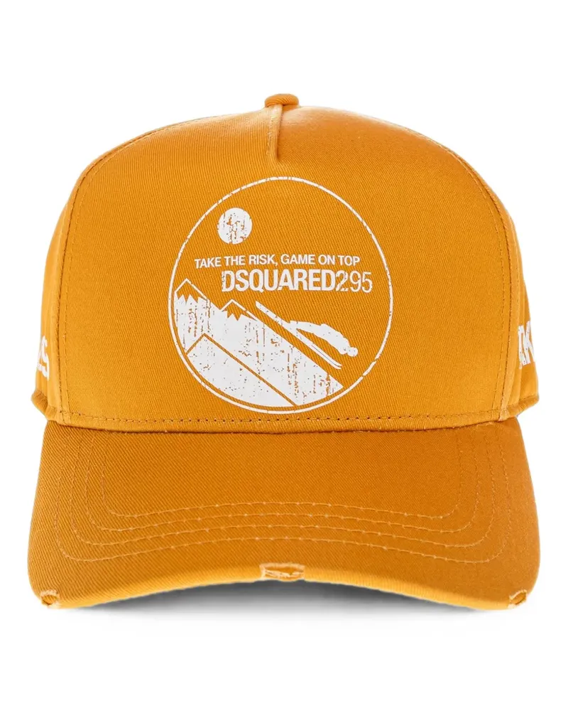 Dsquared2 logo-print distressed baseball cap - Orange Orange