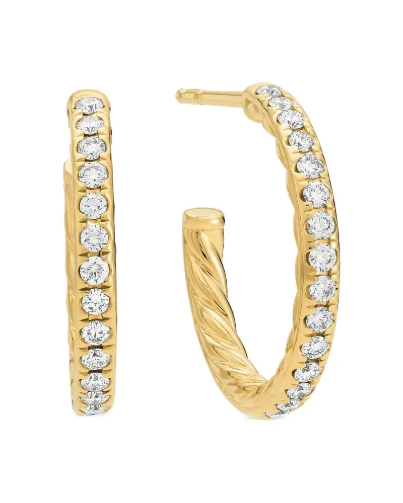 David Yurman 18kt Gelbgoldcreolen mit Diamantenpave 19mm Gold