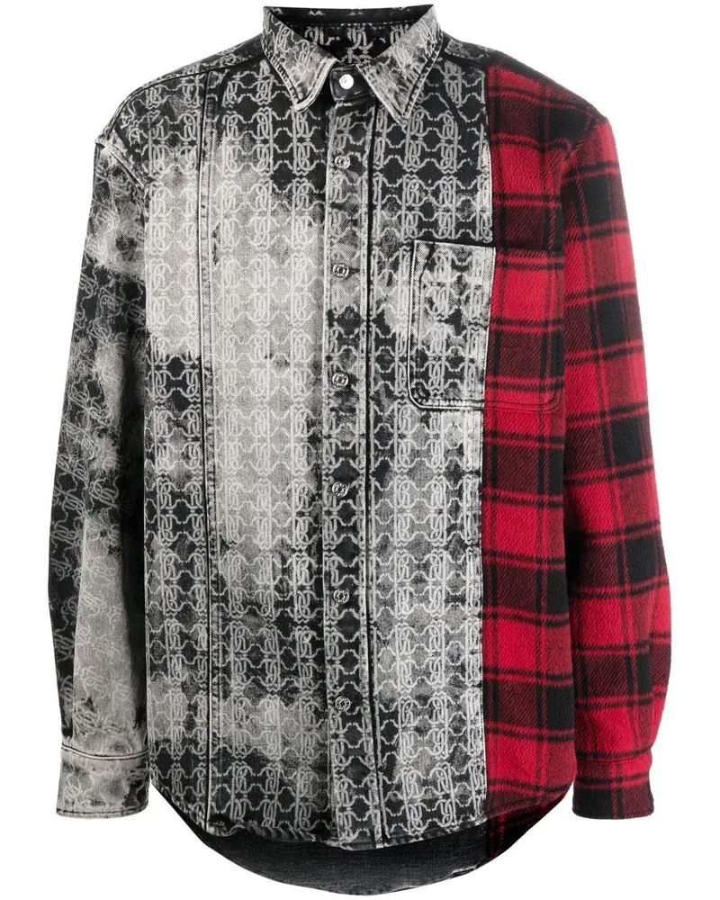 Roberto Cavalli Hemd im Patchwork-Look - Grau Grau