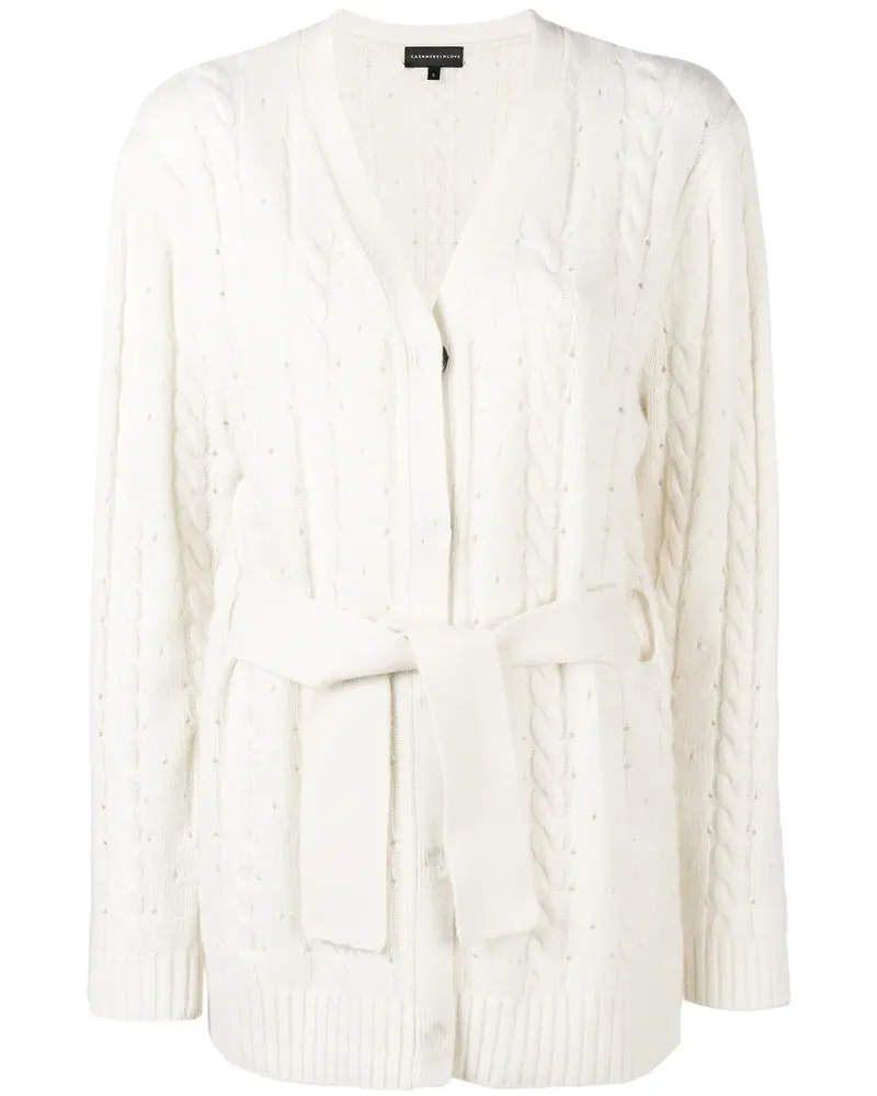 Cashmere In Love Cardigan mit Gürtel - Weiß Weiß