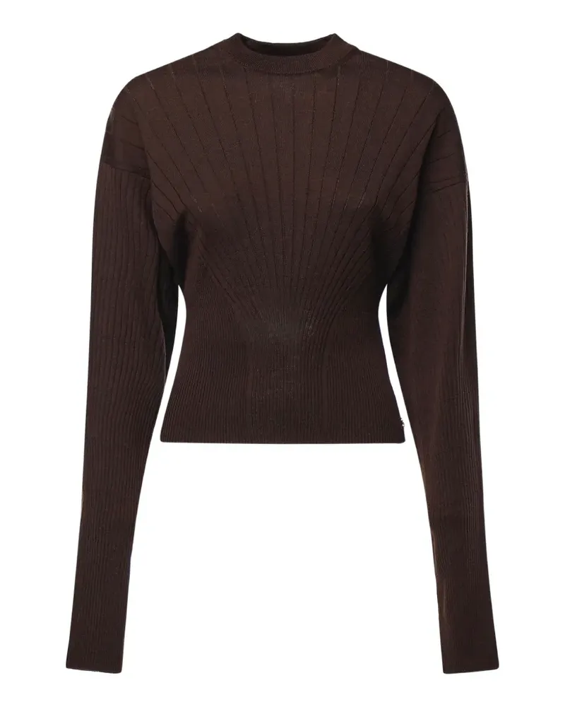 SPORTMAX Gerippter Pullover - Braun Braun