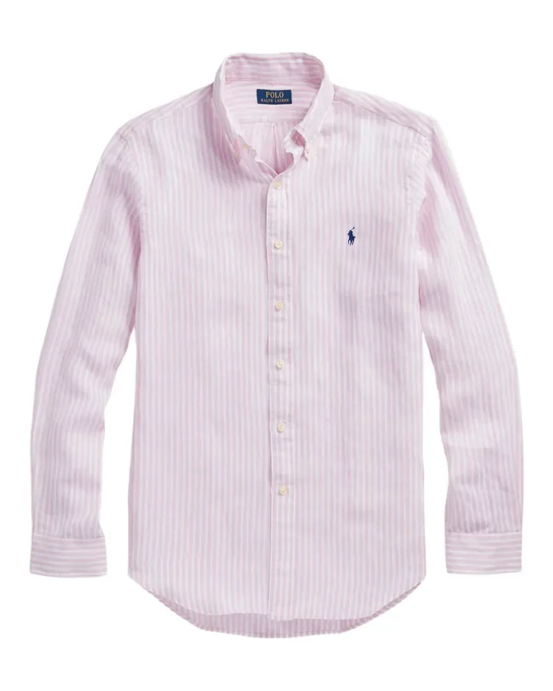 Ralph Lauren Leinenhemd mit Längsstreifen - Weiß Weiß