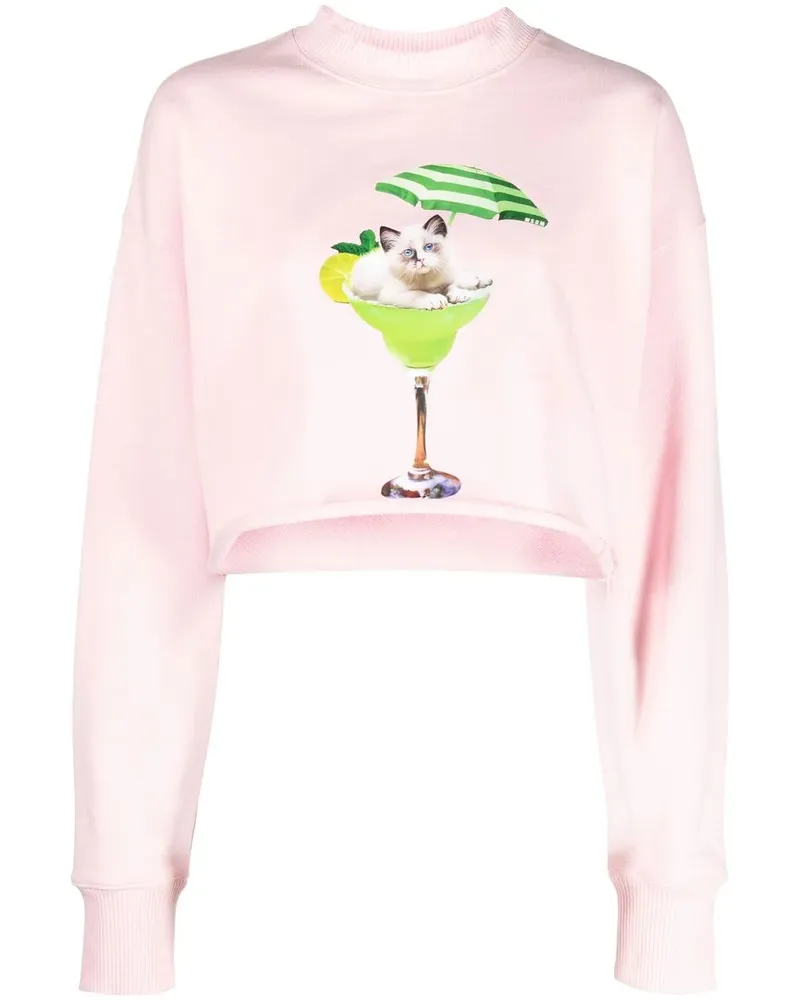 MSGM Cropped-Sweatshirt mit grafischem Print - Rosa Rosa